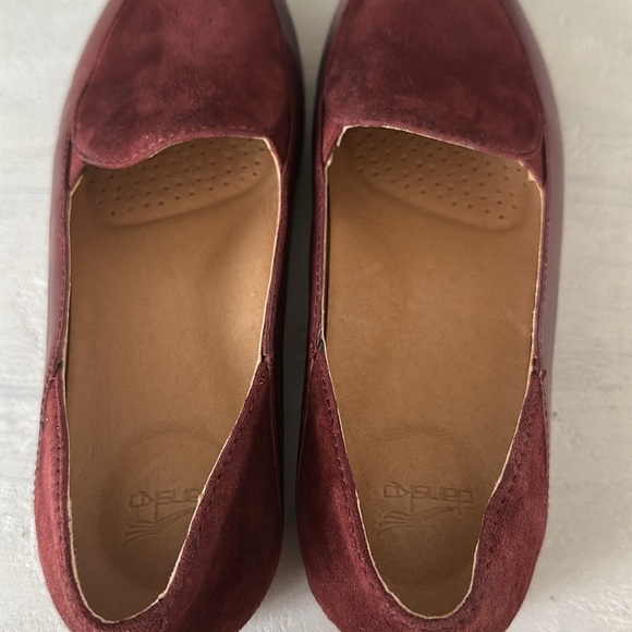 Dansko Lace Loafers Glazed Leather & Suede Slip-Ons Flats in Wine Size 38 7-7.5 - Picture 9 of 16